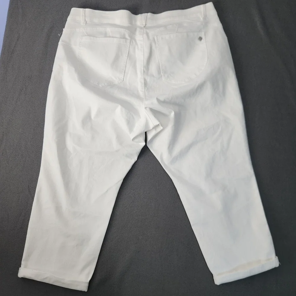 Democracy Ankle Skimmer Jeans 24W White Denim‎ AB Solution High-Rise Crop Beachy